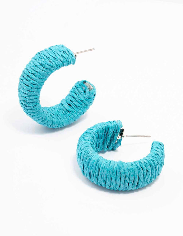 Blue Thread Through Wrapped Hoop Earrings - Lovisa