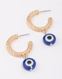Gold Textured Evil Eye Hoop Earrings - link has visual effect only