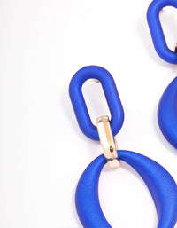 Blue Rubber Link Drop Earrings - link has visual effect only