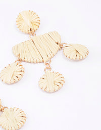 Gold Raffia Disc Drop Earrings - link has visual effect only