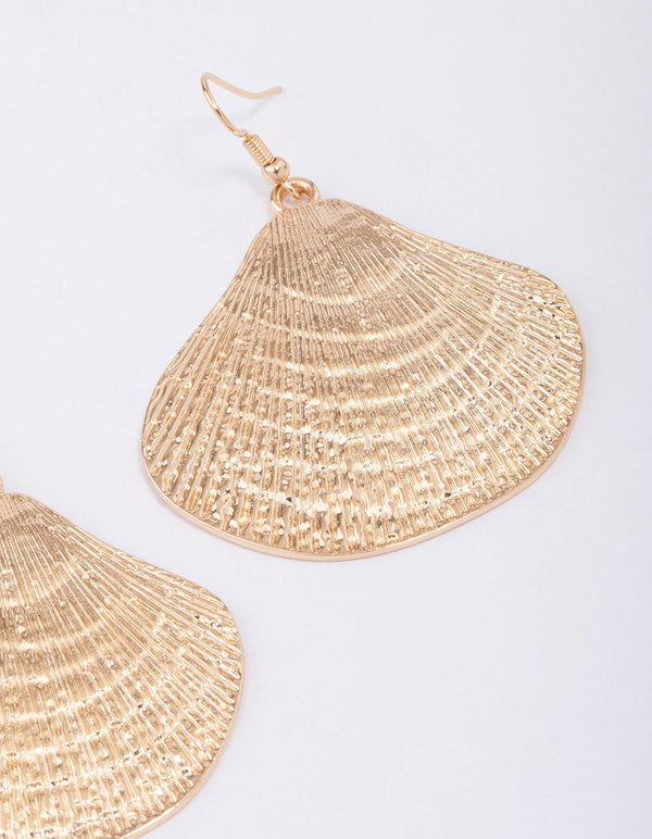 Gold Multi Shell Drop Earrings