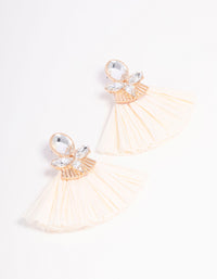 Gold Raffia Diamante Drop Earrings - link has visual effect only