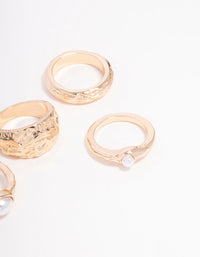 Gold Mixed Stone Ornate Ring 5-Pack - link has visual effect only