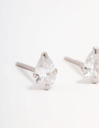 Platinum Sterling Silver Pear Cubic Zirconia Stud Earrings - link has visual effect only