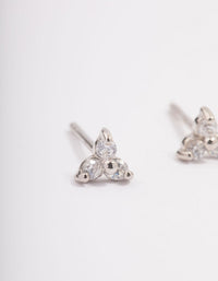 Platinum Sterling Silver Mini Trio Cubic Zirconia Stud Earrings - link has visual effect only
