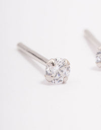 Platinum Sterling Silver Baby Cubic Zirconia Stud Earrings - link has visual effect only