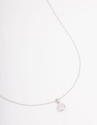 Platinum Sterling Silver Solitaire Cubic Zirconia Pendant Necklace - link has visual effect only