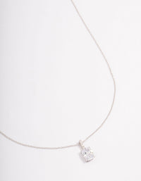 Platinum Sterling Silver Cushion Cut Cubic Zirconia Pendant Necklace - link has visual effect only