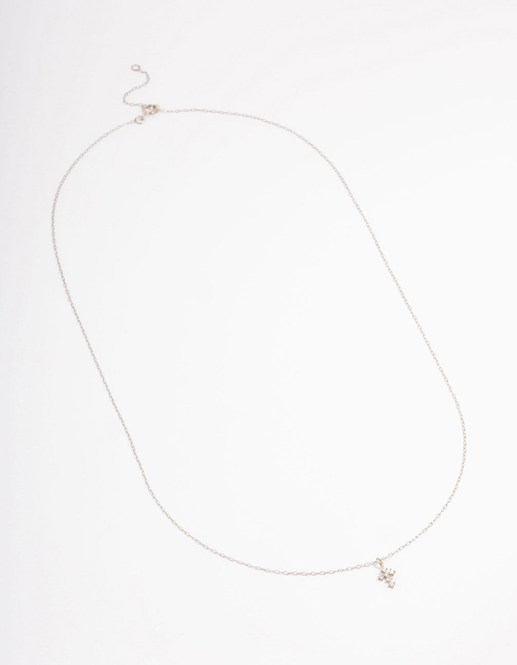 Platinum Sterling Silver Cross Cubic Zirconia Pendant Necklace