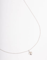 Platinum Sterling Silver Puffy Heart Cubic Zirconia Pendant Necklace - link has visual effect only