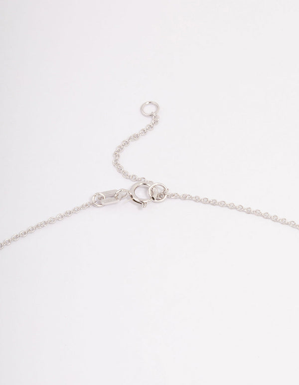Platinum Sterling Silver Puffy Heart Cubic Zirconia Pendant Necklace