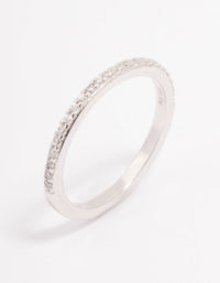 Platinum Sterling Silver Cubic Zirconia Pave Ring - link has visual effect only