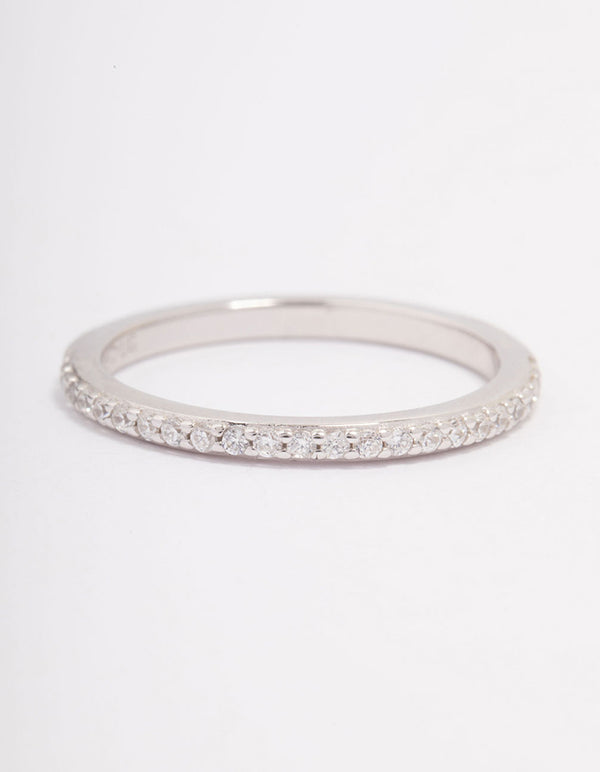 Platinum Sterling Silver Cubic Zirconia Pave Ring