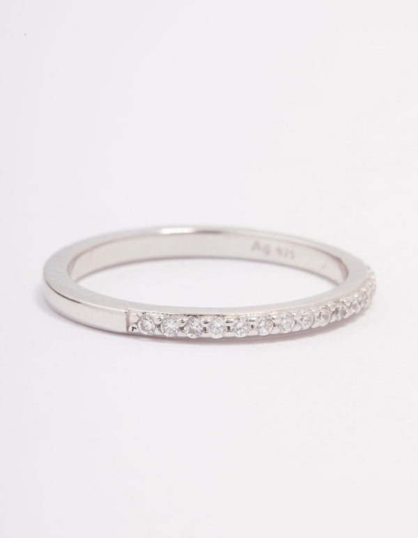 Platinum Sterling Silver Cubic Zirconia Pave Ring