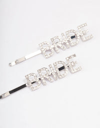 Silver Diamante Bride Hair Clip Pack - link has visual effect only
