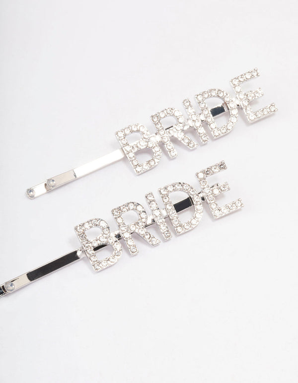 Silver Diamante Bride Hair Clip Pack
