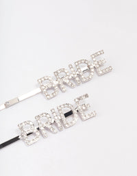 Silver Diamante Bride Hair Clip Pack - link has visual effect only