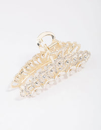 Gold Ornate Diamante & Flower Hair Claw Clip - link has visual effect only