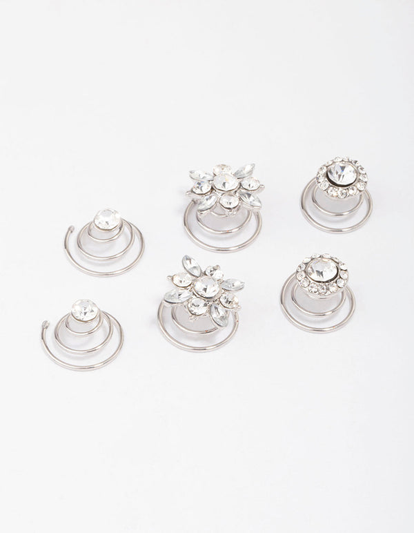 Silver  Round Hair Spiral 6-Pack
