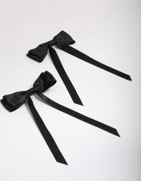 Black Fabric Satin Scallop Hair Bow Pack - link has visual effect only