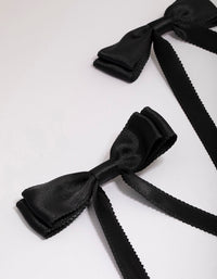 Black Fabric Satin Scallop Hair Bow Pack - link has visual effect only