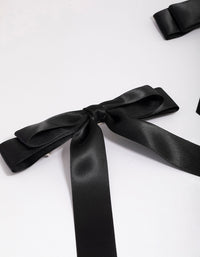 Black Fabric Medium Double Loop Hair Bow Clip Pack - link has visual effect only