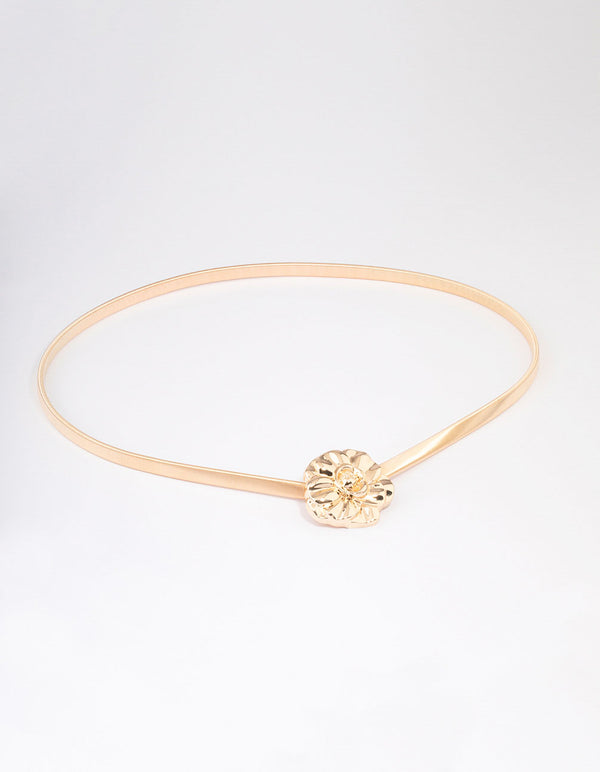 Gold Single Rose Stretch Belt