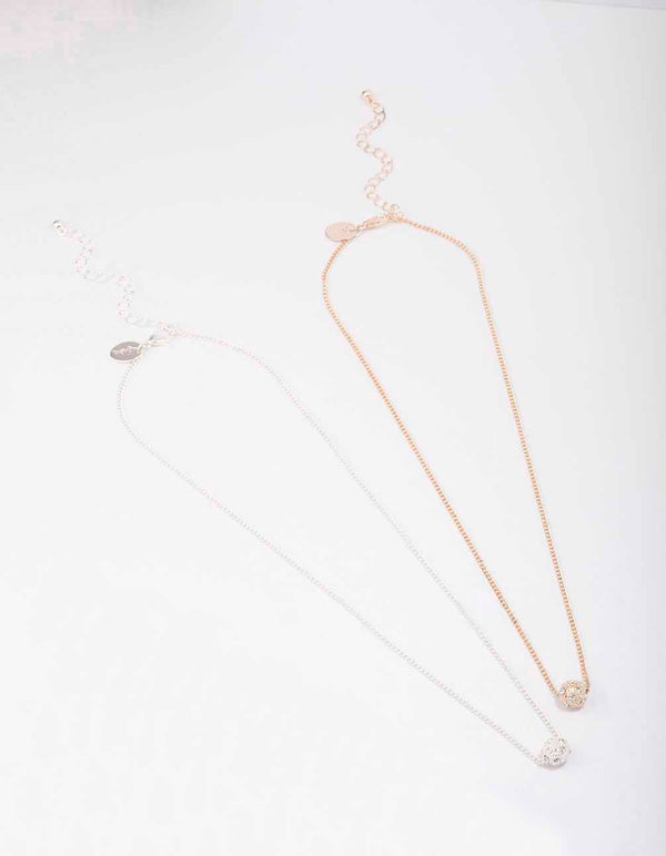 Mixed Metal Fireball Necklace Pack