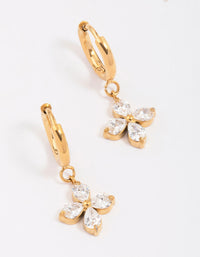 Gold Plated Surgical Steel Clover Huggie Hoop Earrings - link has visual effect only