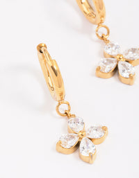 Gold Plated Surgical Steel Flower Huggie Hoop Earrings - link has visual effect only