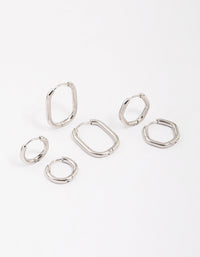 Surgical Steel Geometric Modern Hoop Earring 3-Pack - link has visual effect only