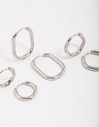 Surgical Steel Geometric Modern Hoop Earring 3-Pack - link has visual effect only
