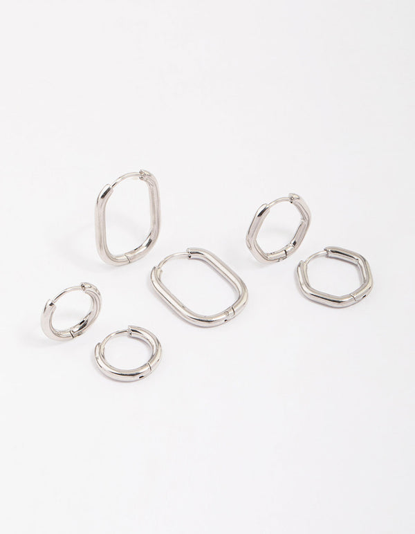 Surgical Steel Geometric Modern Hoop Earring 3-Pack