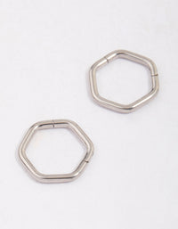 Surgical Steel Hexagon Sleeper Hoop Earrings 8mm - link has visual effect only