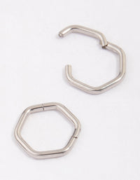 Surgical Steel Hexagon Sleeper Hoop Earrings 8mm - link has visual effect only