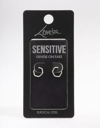 Surgical Steel Hexagon Sleeper Hoop Earrings 8mm - link has visual effect only