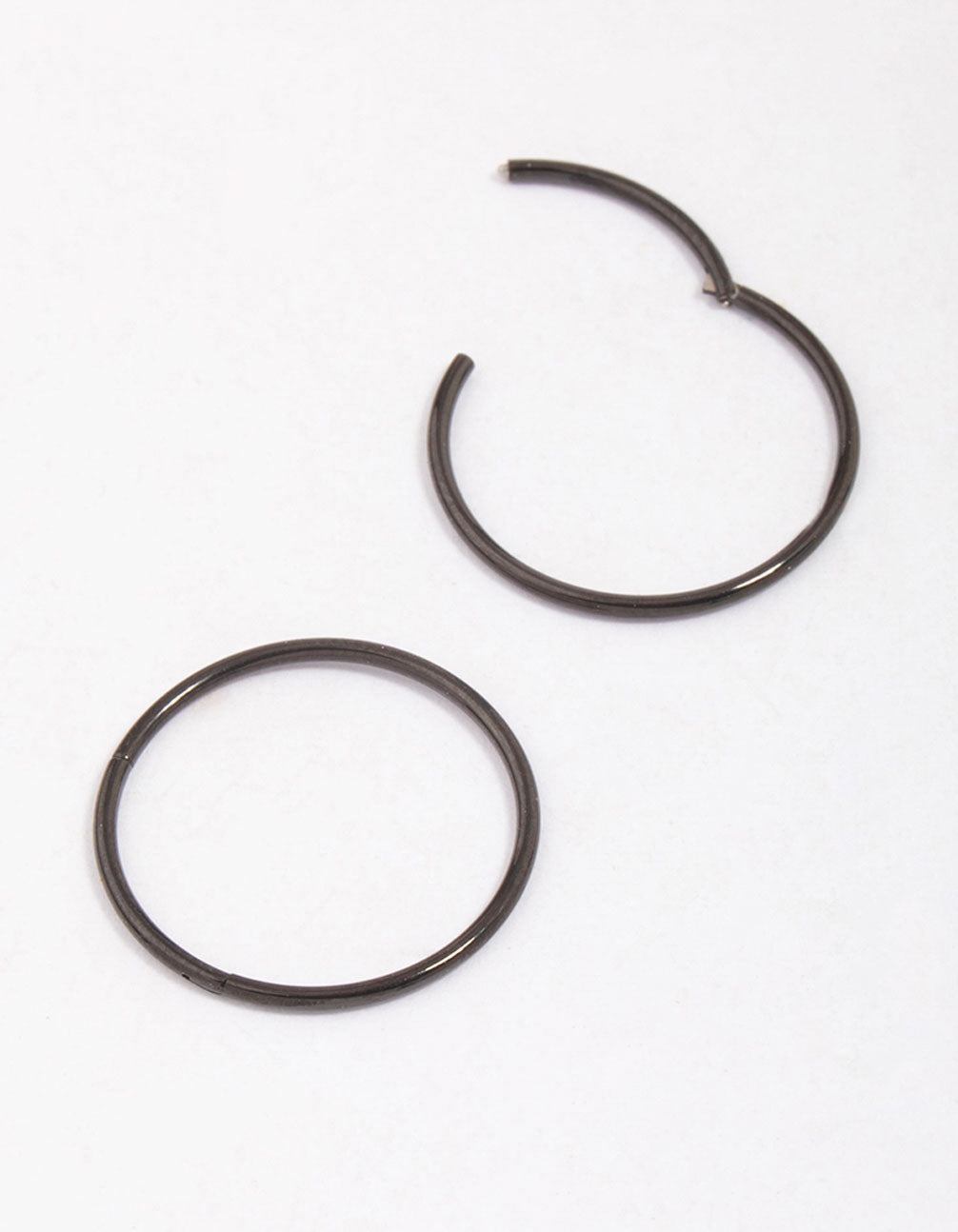 Black Surgical Steel Sleeper Hoop Earrings 16mm