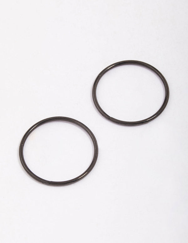 Black Surgical Steel Sleeper Hoop Earrings 16mm