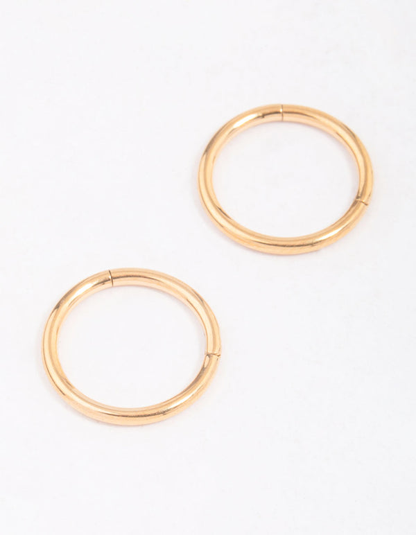 Gold Plated Surgical Steel Sleeper Hoop Earrings 10mm