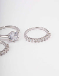 Silver Pave Solitaire Rings 3-Pack - link has visual effect only
