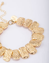 Gold Plated Hammered Rectangle Bracelet - link has visual effect only