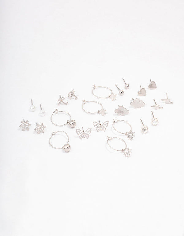 Silver Cloud & Snowflake Earring 12-Pack