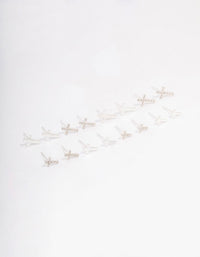 Silver Diamante Cross Earring 8-Pack - link has visual effect only