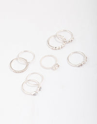 Silver Fine Diamante Ring 8-Pack - link has visual effect only