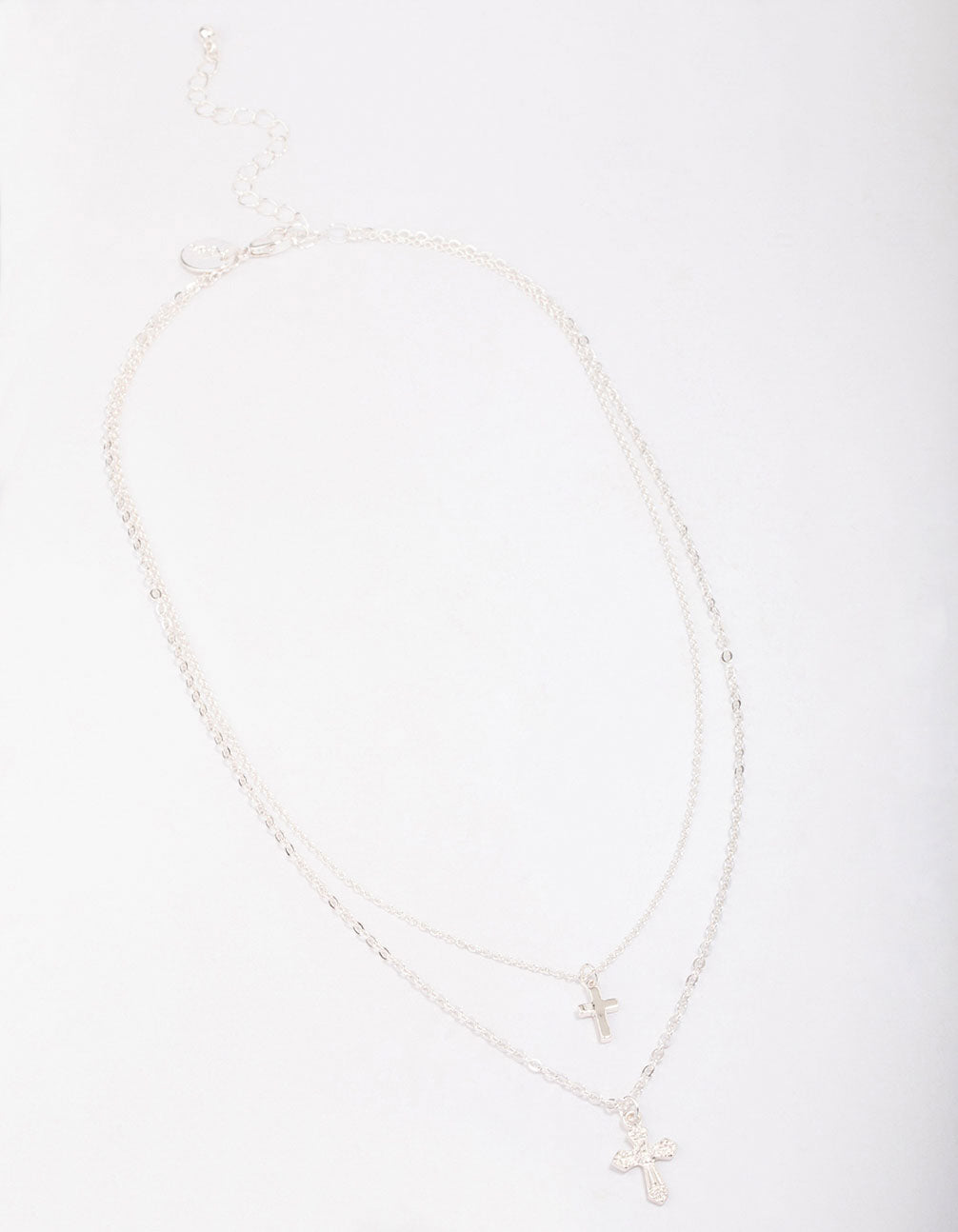 Silver Mixed Texture Cross Necklace