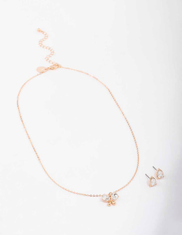 Gold Diamante Butterfly Jewellery Set