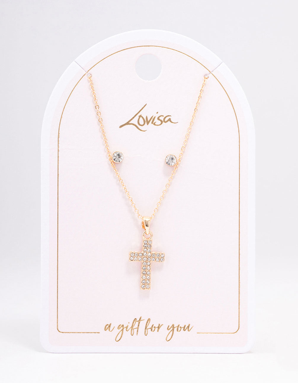Gold Stud Cross Jewellery Set