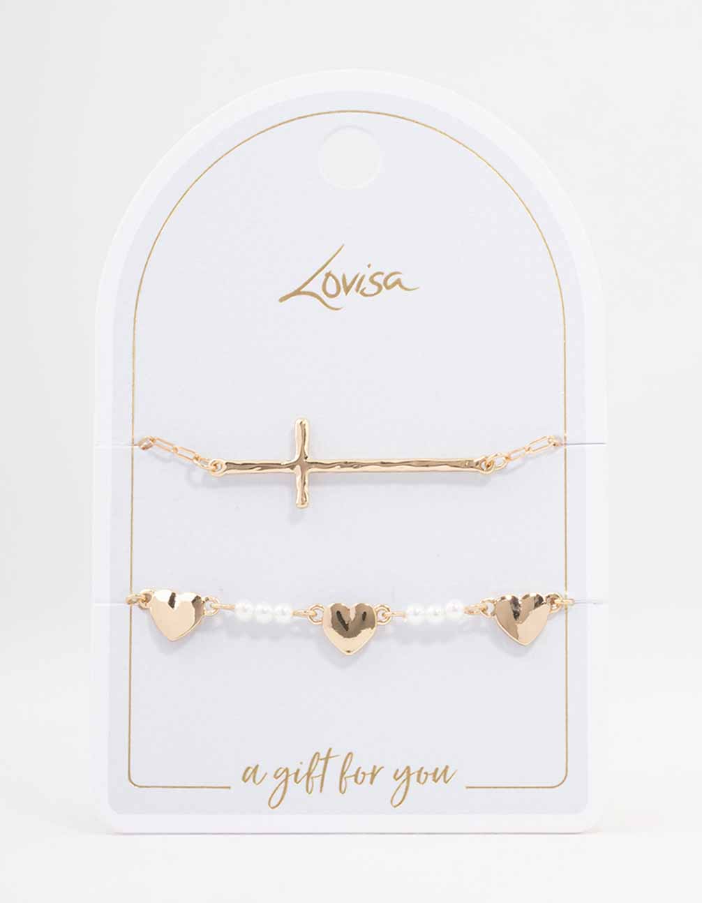 Gold Heart Cross Bracelet