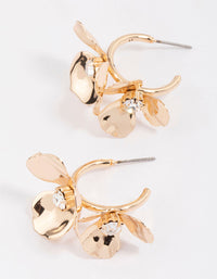 Gold Double Diamante Flower Hoop Earrings - link has visual effect only