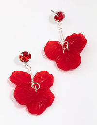 Red Stone & Stick Petal Drop Earrings - link has visual effect only